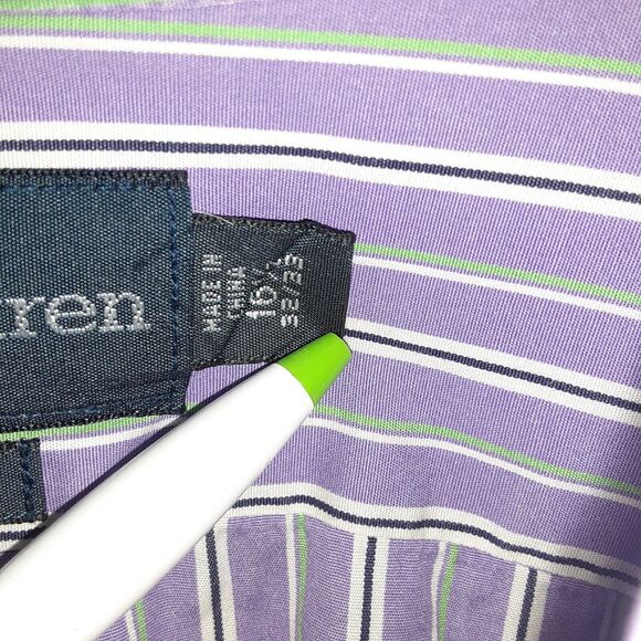 Ralph Lauren Custom Fit Adult Mens 16 1/2 32/33 Purple Striped Long Sleeve... - Picture 3 of 10